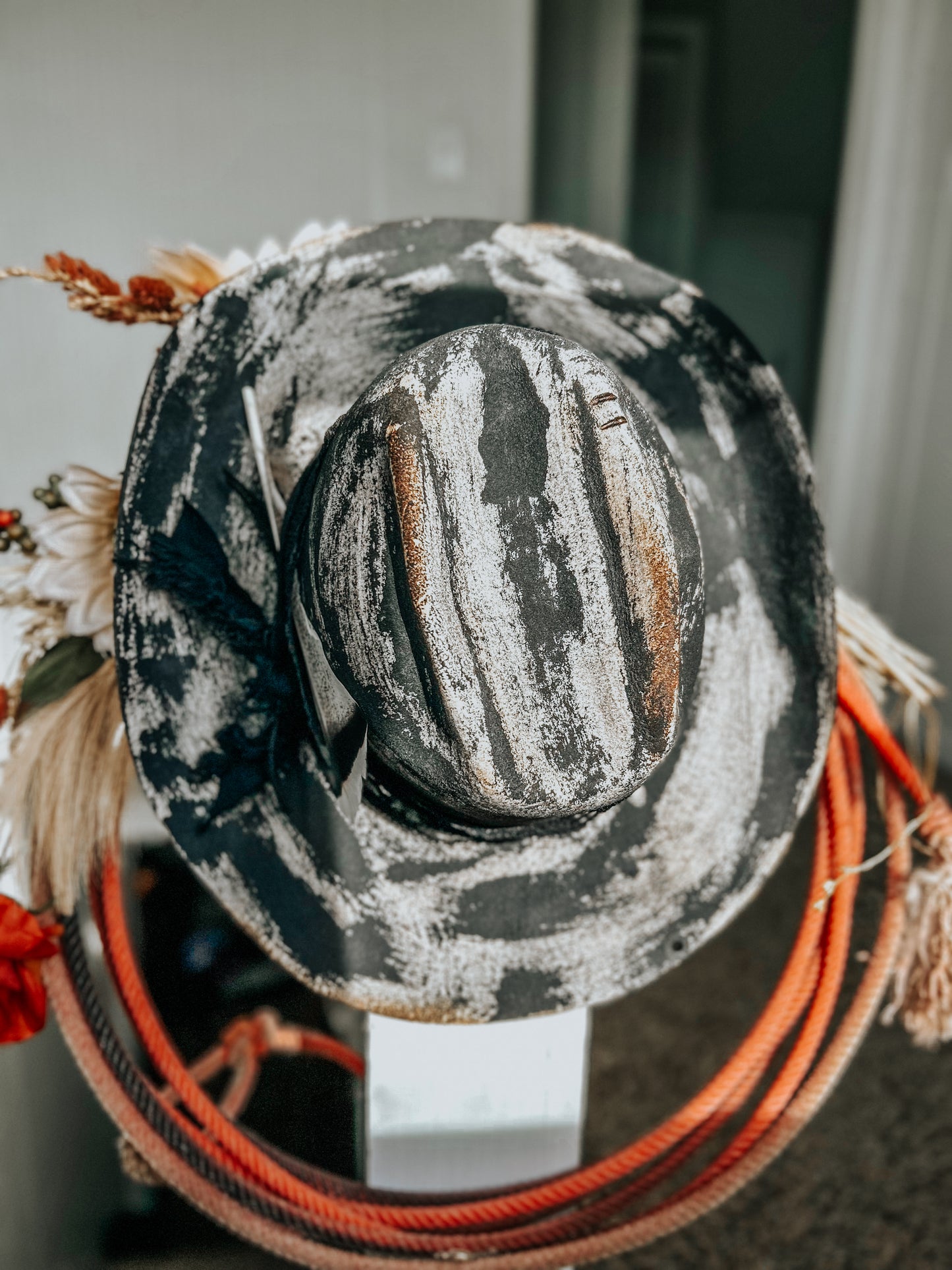 Rusted Black Burned Cowboy Hat | Handpainted Statement Western Hat