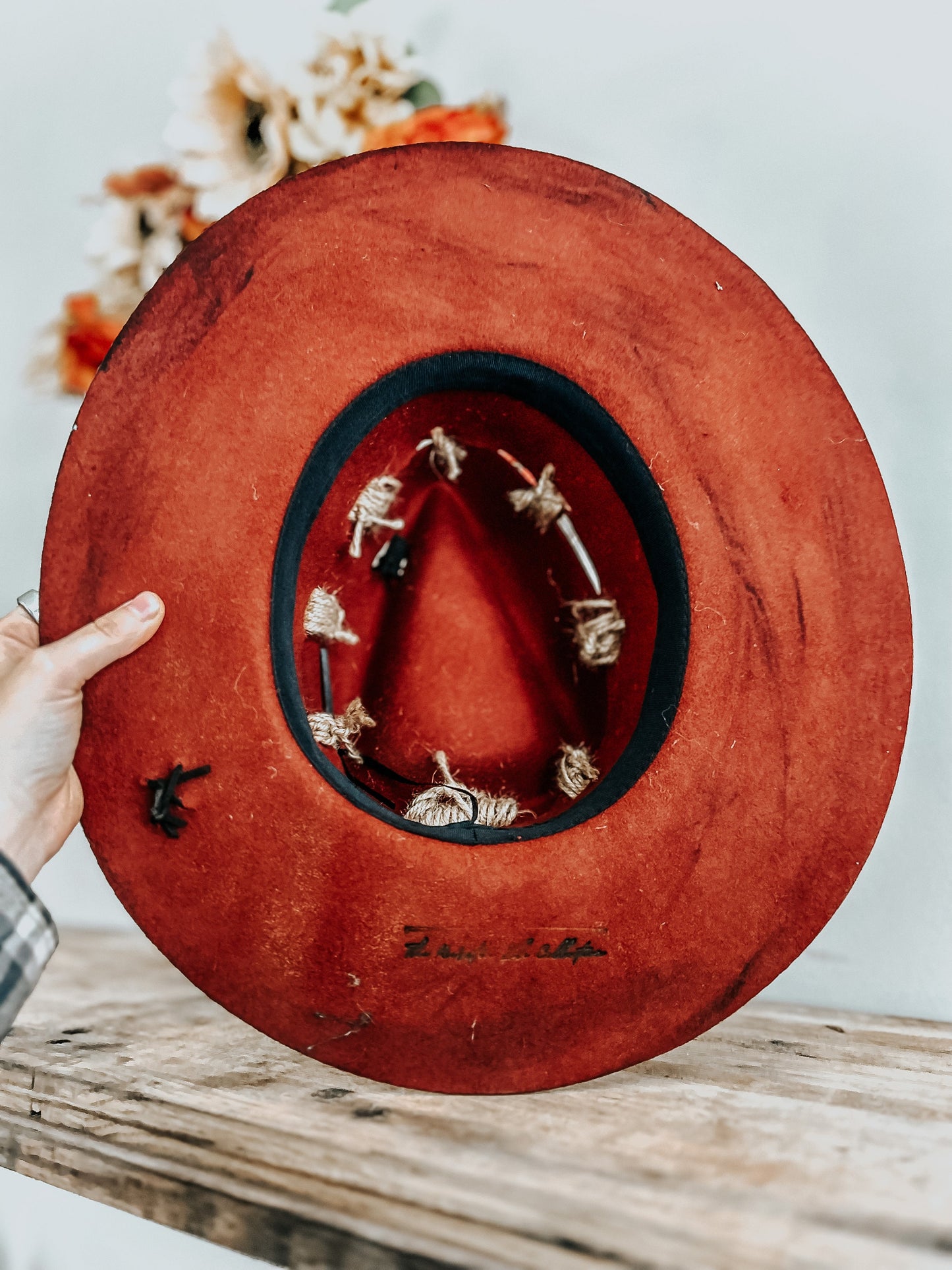 Red Velvet Vintage Hat | Burned Fedora Hat | Western Burned Hat | Vintage Burned Hat | Distressed Hat