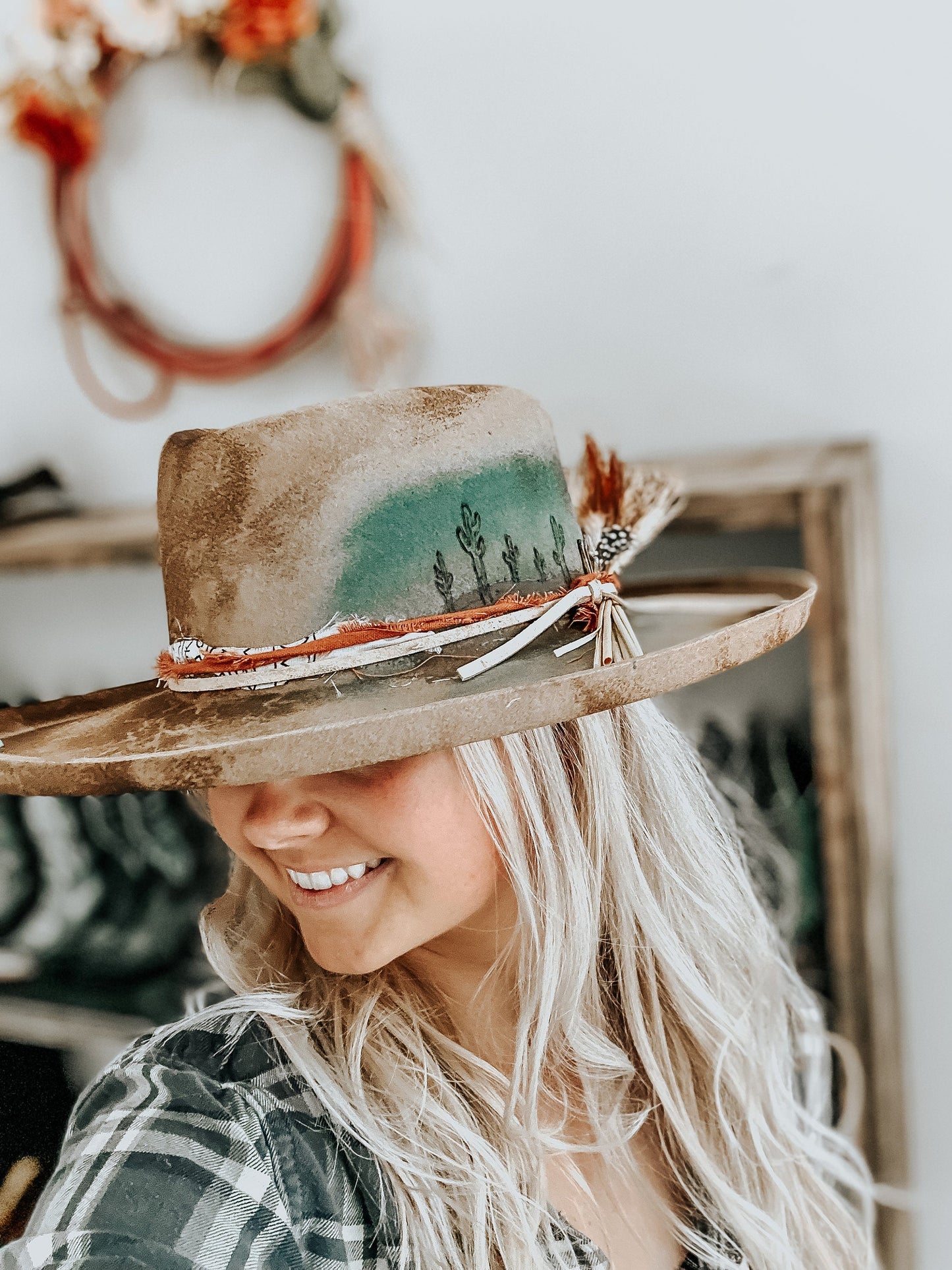 Cactus Country Hat | Western Burned Hat | Burned Fedora Hat | Fall Burned Hat | Cowgirl Hat