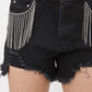 Frayed Rhinestone Denim Shorts