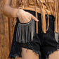 Frayed Rhinestone Denim Shorts