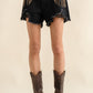 Frayed Rhinestone Denim Shorts