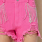 Frayed Rhinestone Denim Shorts