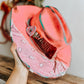 Pink & Punchy Cowgirl Burned Cowboy Hat | Feathered Cowboy hat | Distressed Hat | Neon Hat