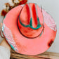 Pink & Punchy Cowgirl Burned Cowboy Hat | Feathered Cowboy hat | Distressed Hat | Neon Hat