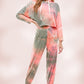 KNIT TIE DYED FRENCH TERRY HOODIE JOGGER PANT SET