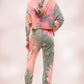 KNIT TIE DYED FRENCH TERRY HOODIE JOGGER PANT SET