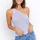 ONE SHOULDER TAPE YARN KNIT TOP