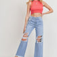 KNEE BLOW WIDE LEG JEANS