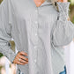 Smocked Cuffed Striped Boyfriend Shirt