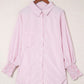 Smocked Cuffed Striped Boyfriend Shirt