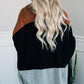 Brown Trio Color Block Drapey Cardigan