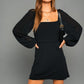 SMOCKED CHIFFON MINI DRESS