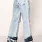 DISTRESSED ACID WASH RELEASED HEM WIDE LEG JEAN