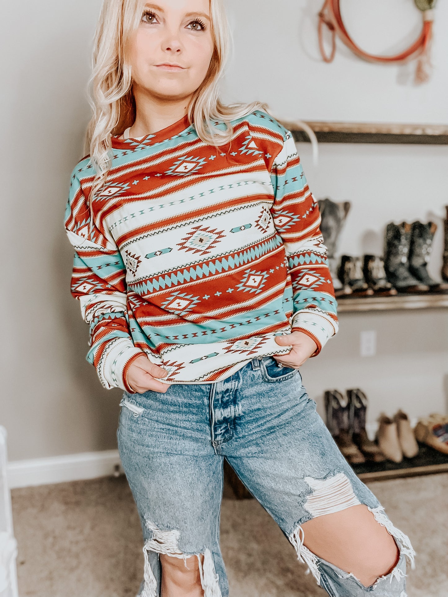 Aztec Printed Sweatshirt