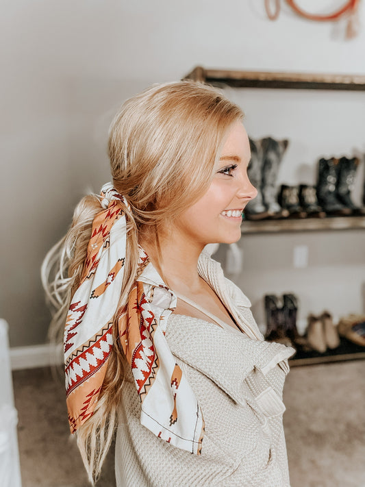 Wild Orange Aztec Print Bandana