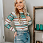Aztec long-sleeve crop top