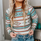 Aztec long-sleeve crop top