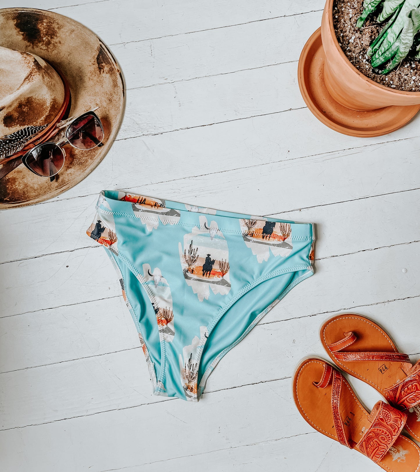 Western Cowboy Printed Bikini Bottoms