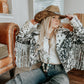 Cowhide Fring Jacket in Black