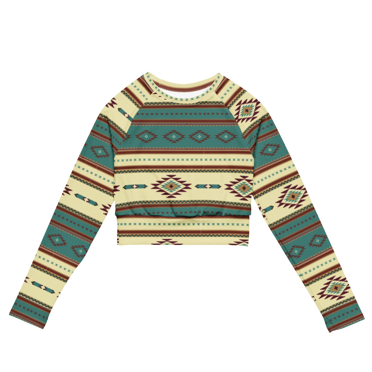 Aztec long-sleeve crop top