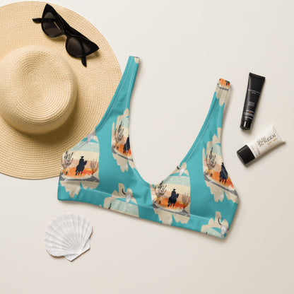 Western Cowboy Printed Bikini Top