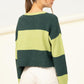 CHECKERED LONG SLEEVE COLOR-BLOCK SWEATER