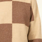 CHECKERED LONG SLEEVE COLOR-BLOCK SWEATER