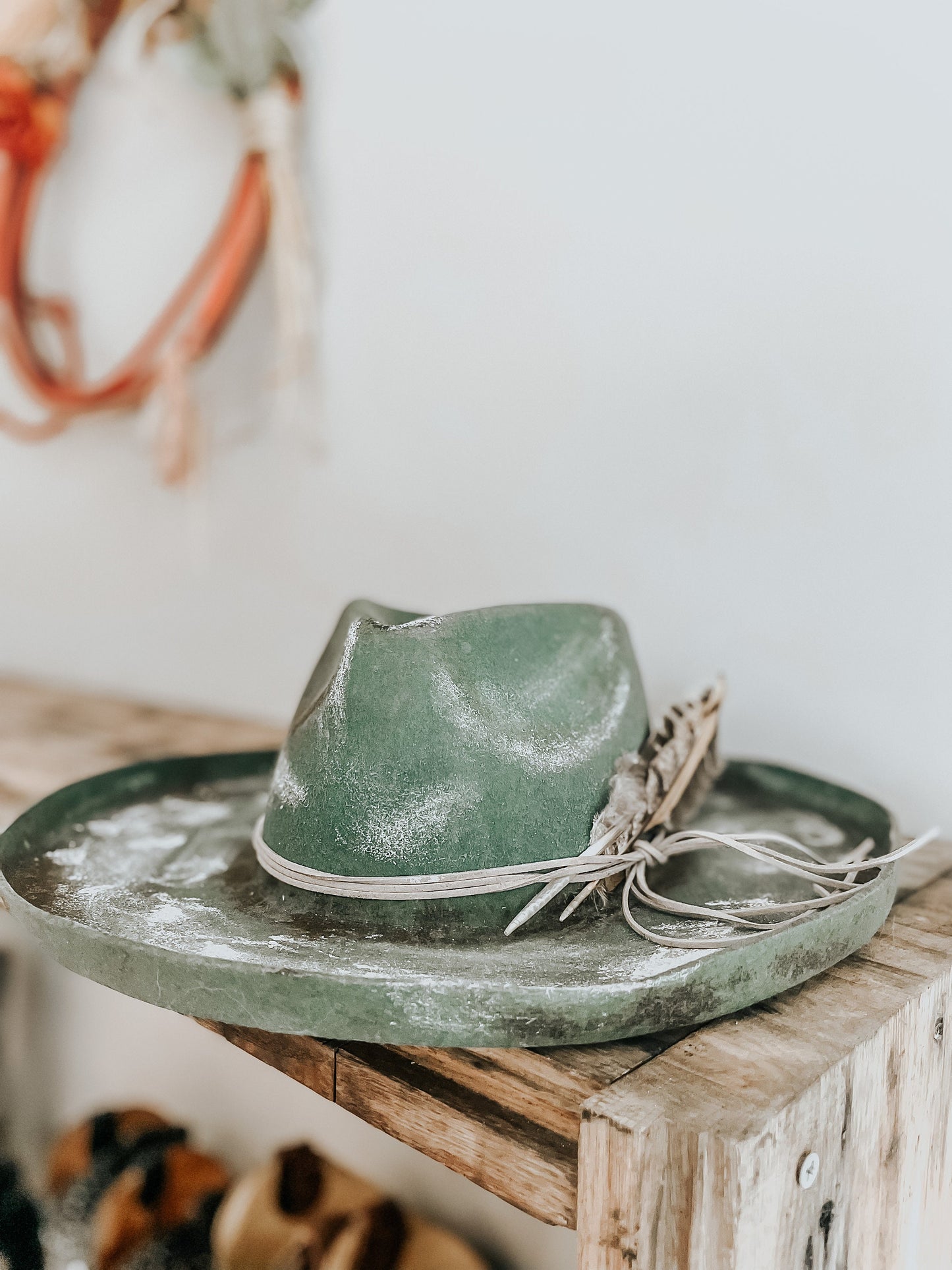 White Rust Fedora Hat | Western burned hat | Distressed hat | Boho hat | Burned Fedora hat