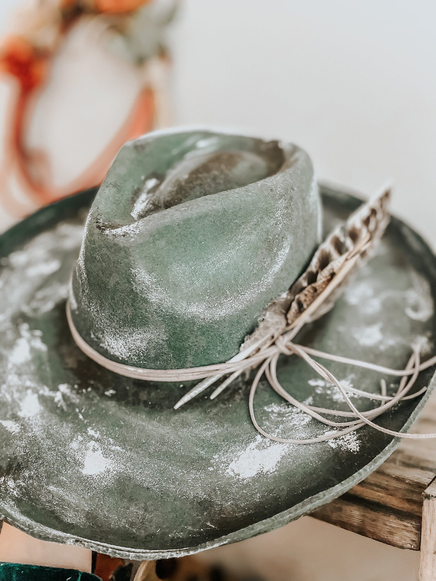 White Rust Fedora Hat | Western burned hat | Distressed hat | Boho hat | Burned Fedora hat