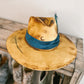 Wild West Charlie 1 Horse Burnt Yellow Hat | Burnt Hat | Vintage Hat | Distressed Hat | Western Burnt Hat | Burnt Fedora | Blue Feather Hat