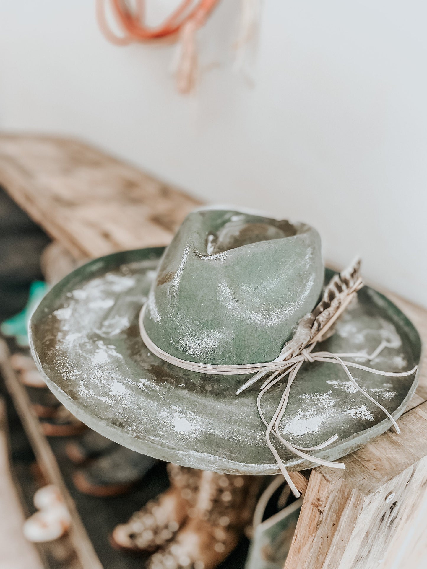 White Rust Fedora Hat | Western burned hat | Distressed hat | Boho hat | Burned Fedora hat