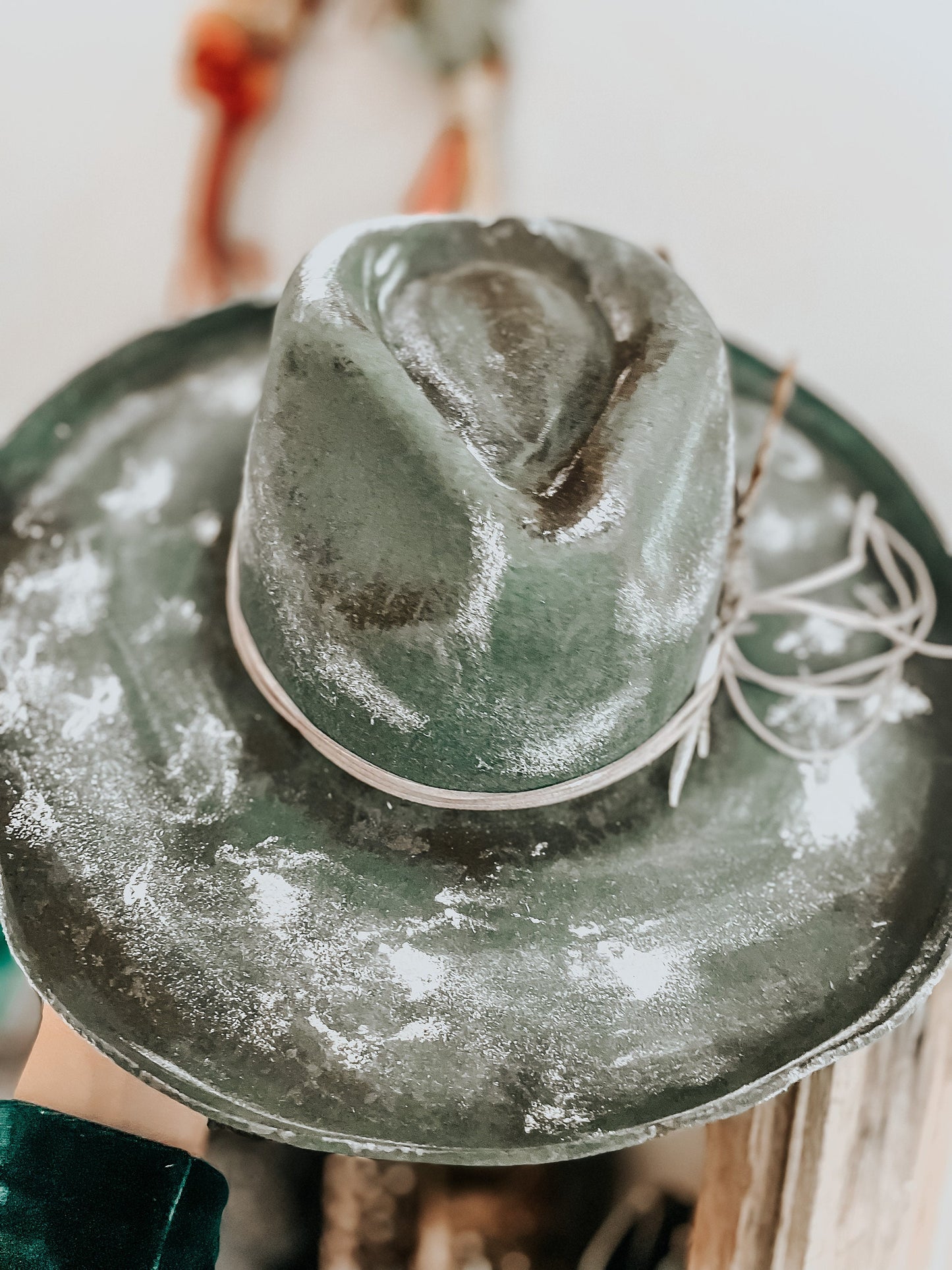 White Rust Fedora Hat | Western burned hat | Distressed hat | Boho hat | Burned Fedora hat