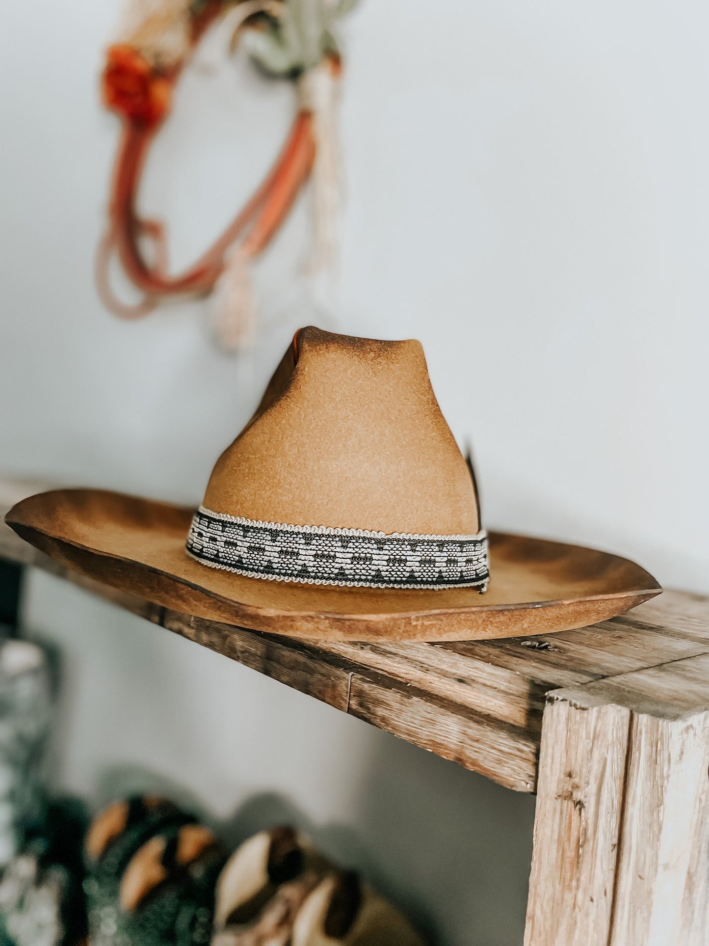 Burned Desert Edge | Burned Hat | Western Burned Hat | Feathered Hat | Distressed Hat | Burned Orange Hat