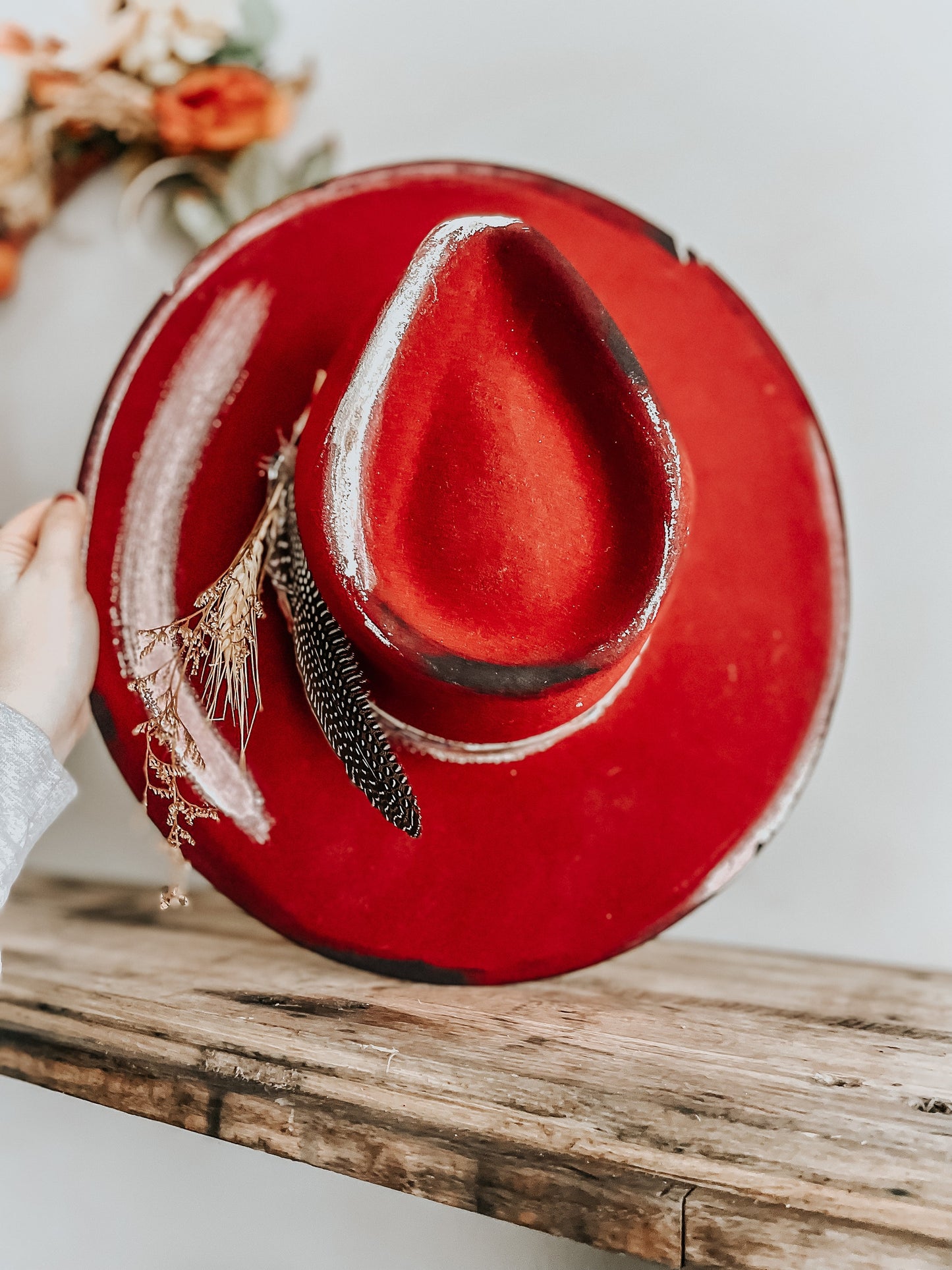 Wild Red Burned Hat | Distressed Hat | Burned Fedora Hat | Vintage Hat