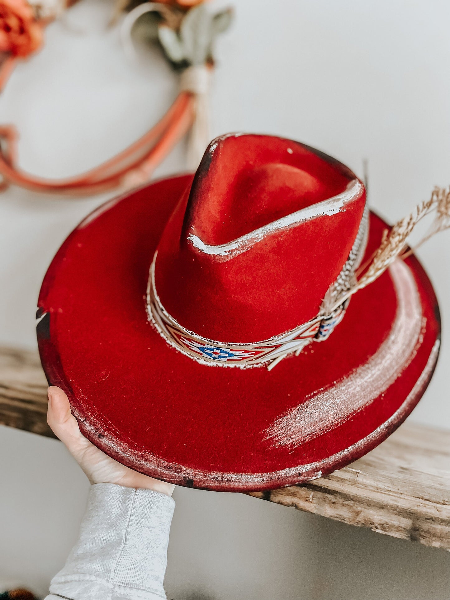 Wild Red Burned Hat | Distressed Hat | Burned Fedora Hat | Vintage Hat