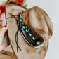 Turquoise Junkie Western Burned Hat | Feathered hat | Distressed Cowboy Hat | Turquoise Accent Hat