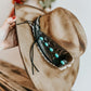 Turquoise Junkie Western Burned Hat | Feathered hat | Distressed Cowboy Hat | Turquoise Accent Hat