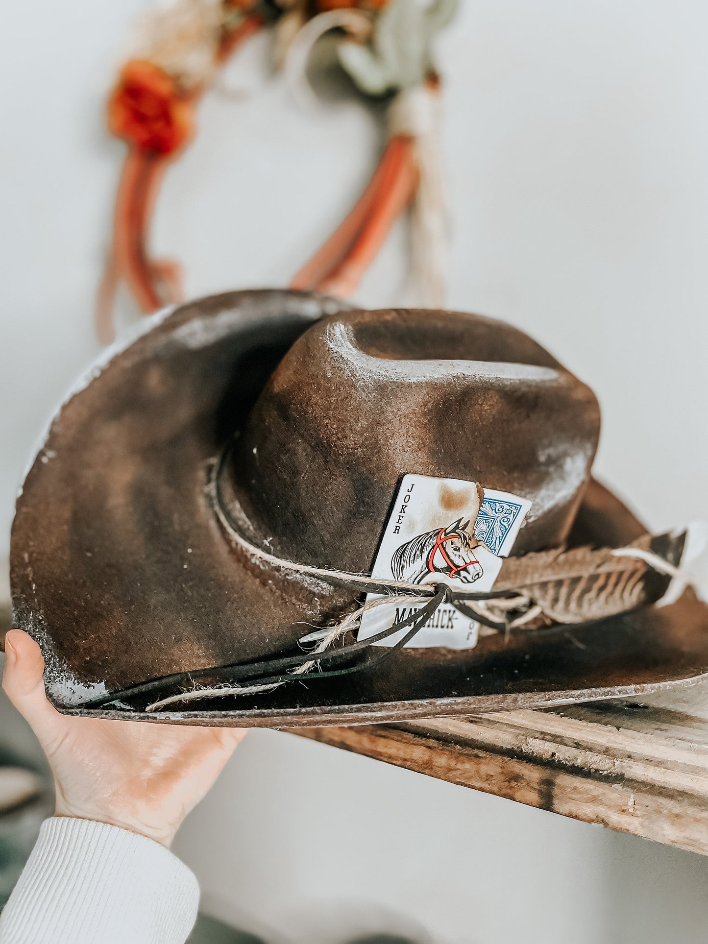 Black Burned Outlaw | Cowboy Hat | Distressed hat | Western Hat | Feather Hat | Men Cowboy Hats |Womens Cowboy hat | Feather Hat