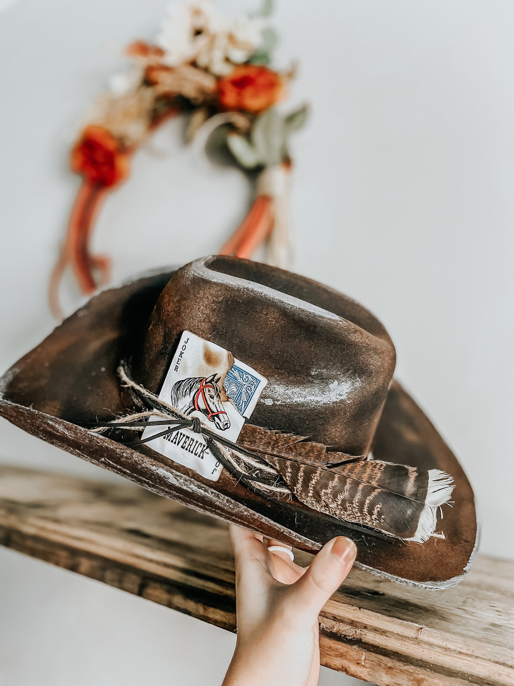 Black Burned Outlaw | Cowboy Hat | Distressed hat | Western Hat | Feather  Hat | Men Cowboy Hats |Womens Cowboy hat | Feather Hat