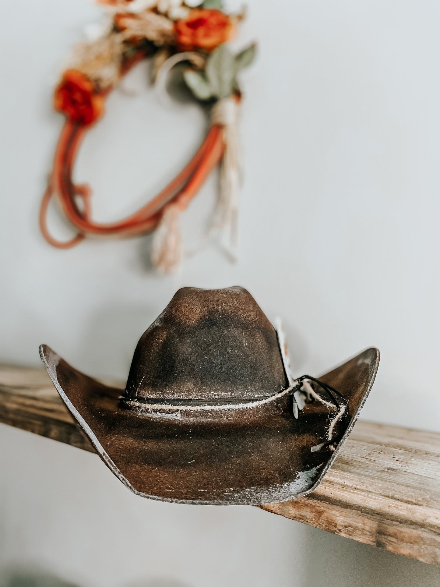 Black Burned Outlaw | Cowboy Hat | Distressed hat | Western Hat | Feather Hat | Men Cowboy Hats |Womens Cowboy hat | Feather Hat