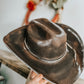 Black Burned Outlaw | Cowboy Hat | Distressed hat | Western Hat | Feather Hat | Men Cowboy Hats |Womens Cowboy hat | Feather Hat