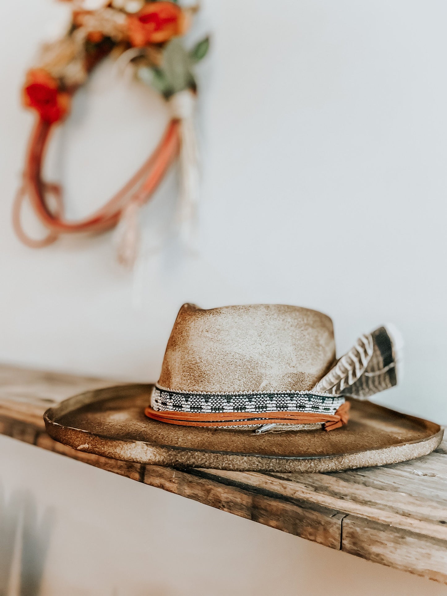 The Rancher's Rustic Ranchero Burned Hat | Distressed Hat | Womens Fedora Hat | Burnt Hat | Arrow Shaped Fedora Top