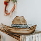 Turquoise Junkie Western Burned Hat | Feathered hat | Distressed Cowboy Hat | Turquoise Accent Hat