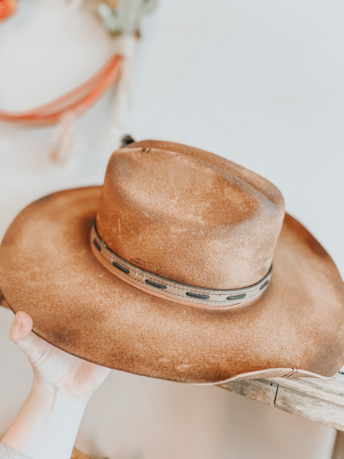 Burnt Renegade Distressed Cowboy Hat | Burned Cowboy Hat | Feathered Cowboy hat | Vintage Cowboy Hat