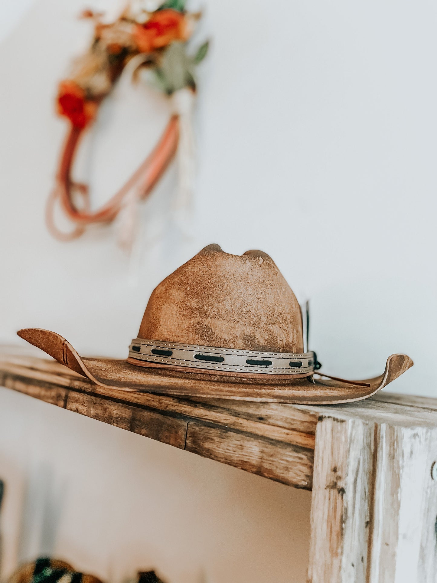 Burnt Renegade Distressed Cowboy Hat | Burned Cowboy Hat | Feathered Cowboy hat | Vintage Cowboy Hat