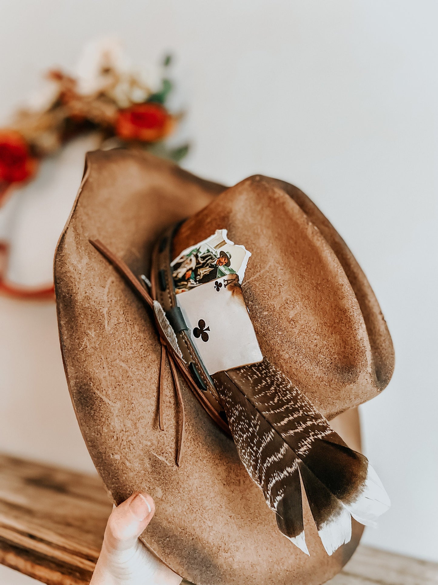 Burnt Renegade Distressed Cowboy Hat | Burned Cowboy Hat | Feathered Cowboy hat | Vintage Cowboy Hat