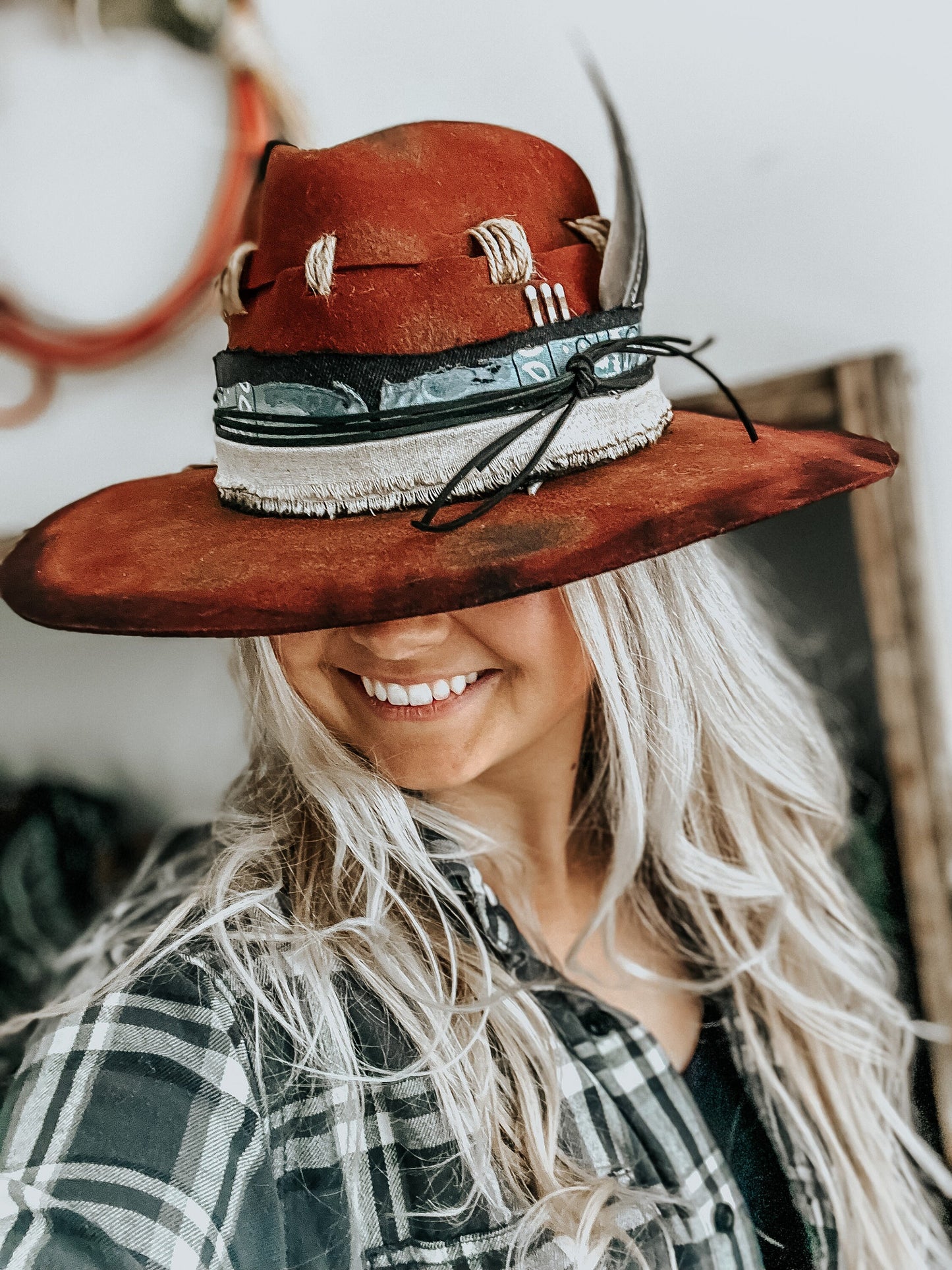 Red Velvet Vintage Hat | Burned Fedora Hat | Western Burned Hat | Vintage Burned Hat | Distressed Hat