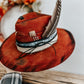 Red Velvet Vintage Hat | Burned Fedora Hat | Western Burned Hat | Vintage Burned Hat | Distressed Hat