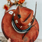 Red Velvet Vintage Hat | Burned Fedora Hat | Western Burned Hat | Vintage Burned Hat | Distressed Hat